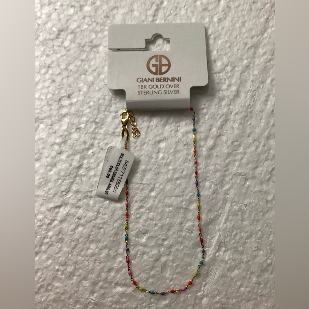 Giani Bernini 18k Gold over Sterling Silver Multicolor Beaded Anklet Bracelet